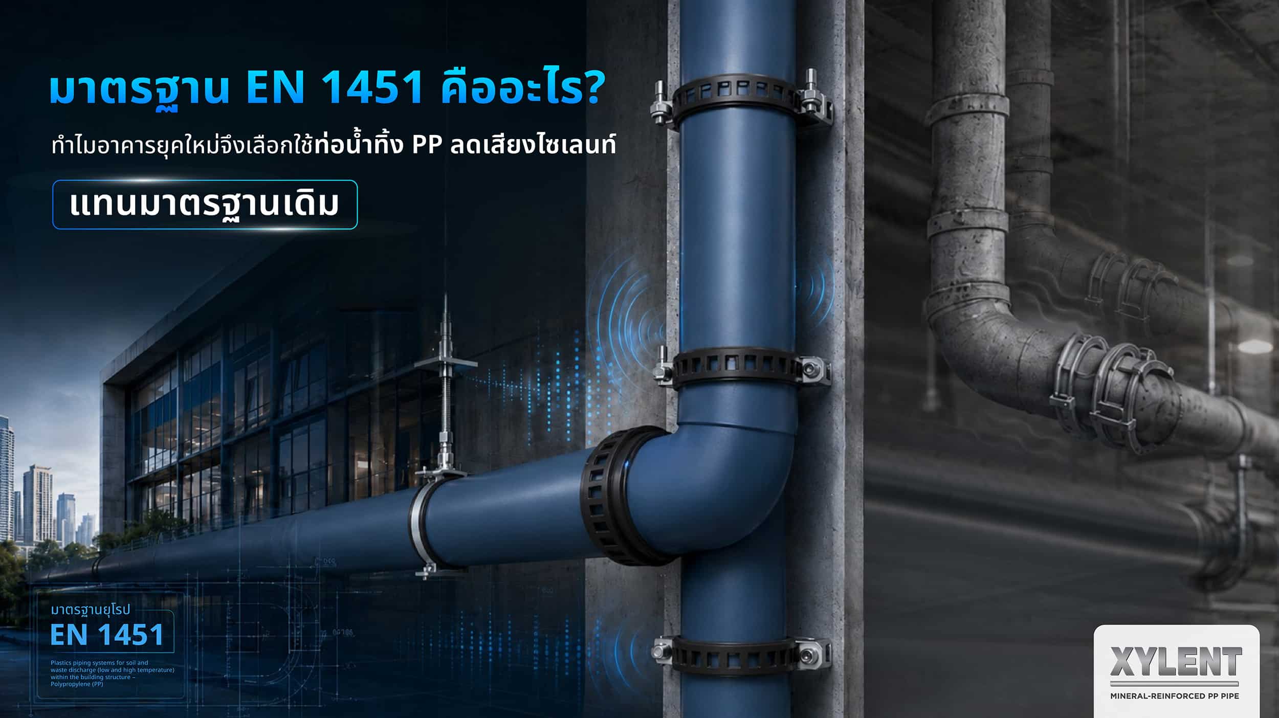 มาตรฐาน EN 1451 คืออะไร? ท่อน้ำทิ้ง PP ลดเสียงสำหรับอาคารยุคใหม่ที่ออกแบบและผลิตตามมาตรฐาน EN 1451 เพื่อประสิทธิภาพและความน่าเชื่อถือของระบบระบายน้ำ